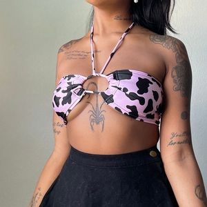 Pink cow print top